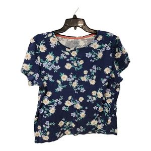 Croft & Borrow PXL Women's Classic Tee Navy Blue with White Daisy's